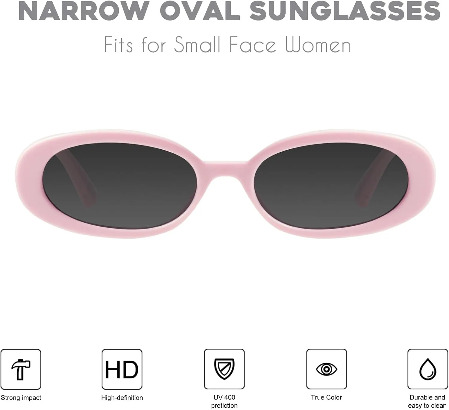 mosanana Retro Tiny Oval Sunglasses for Women with Small Face Narrow Style MS52360