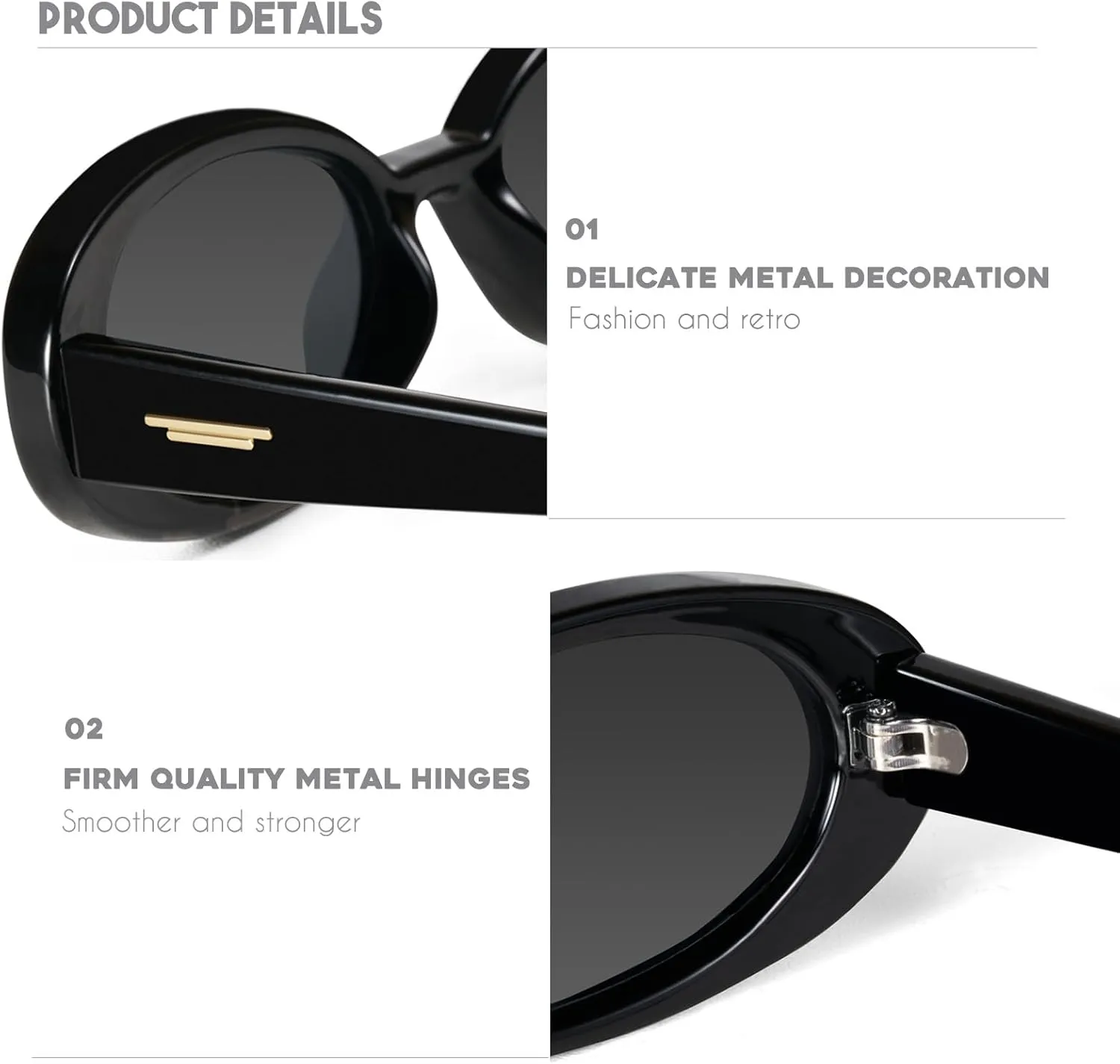 mosanana Retro Tiny Oval Sunglasses for Women with Small Face Narrow Style MS52360