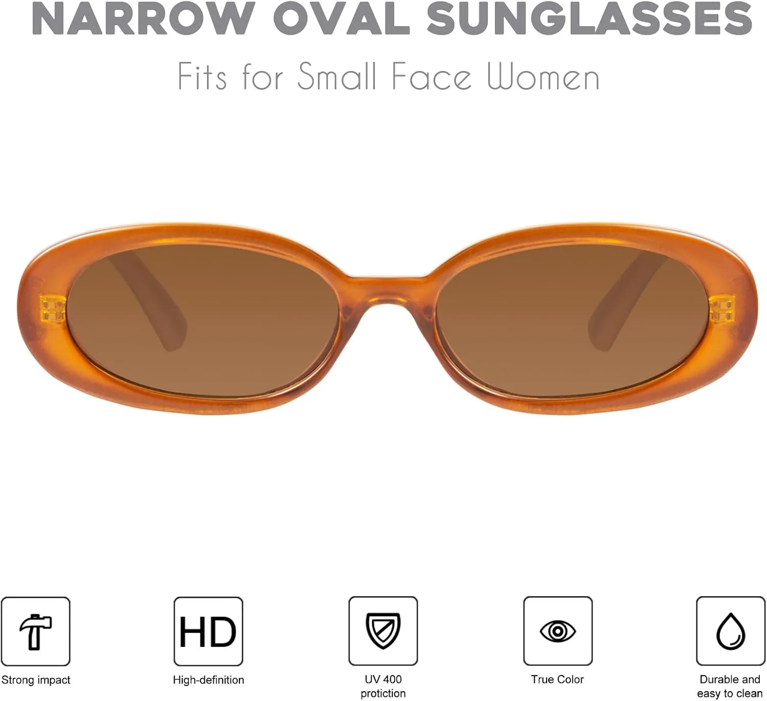 mosanana Retro Tiny Oval Sunglasses for Women with Small Face Narrow Style MS52360