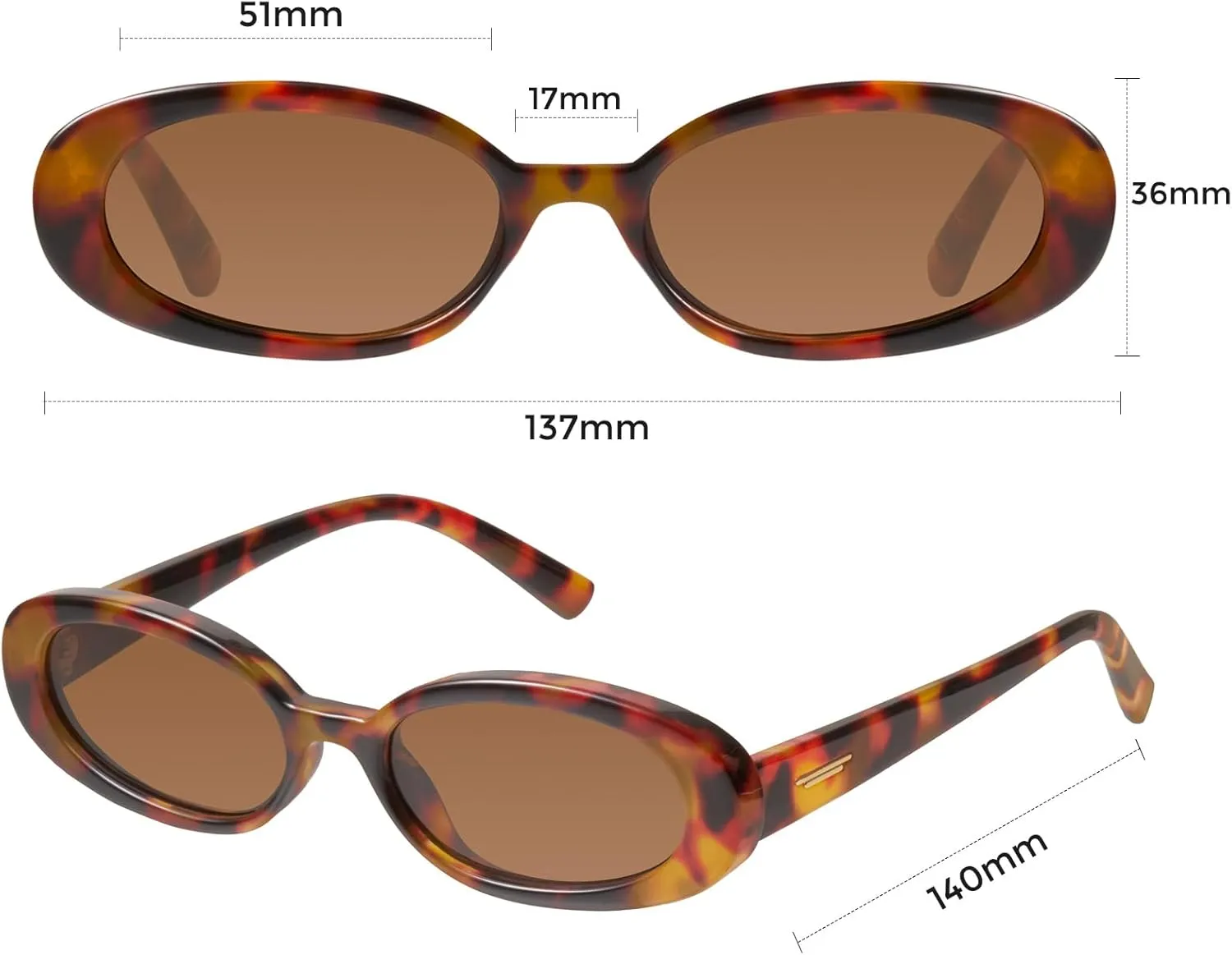 mosanana Retro Tiny Oval Sunglasses for Women with Small Face Narrow Style MS52360