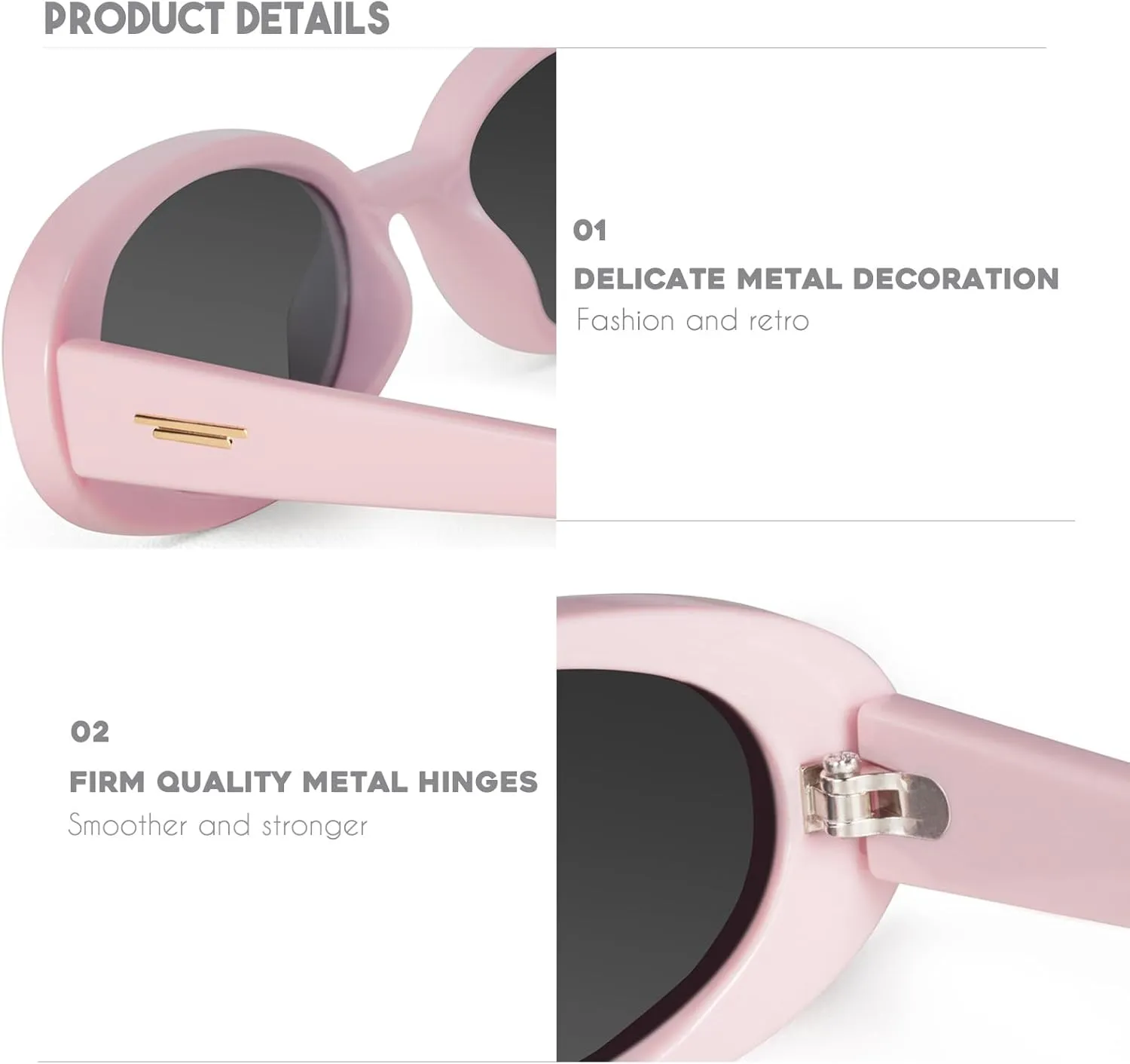 mosanana Retro Tiny Oval Sunglasses for Women with Small Face Narrow Style MS52360
