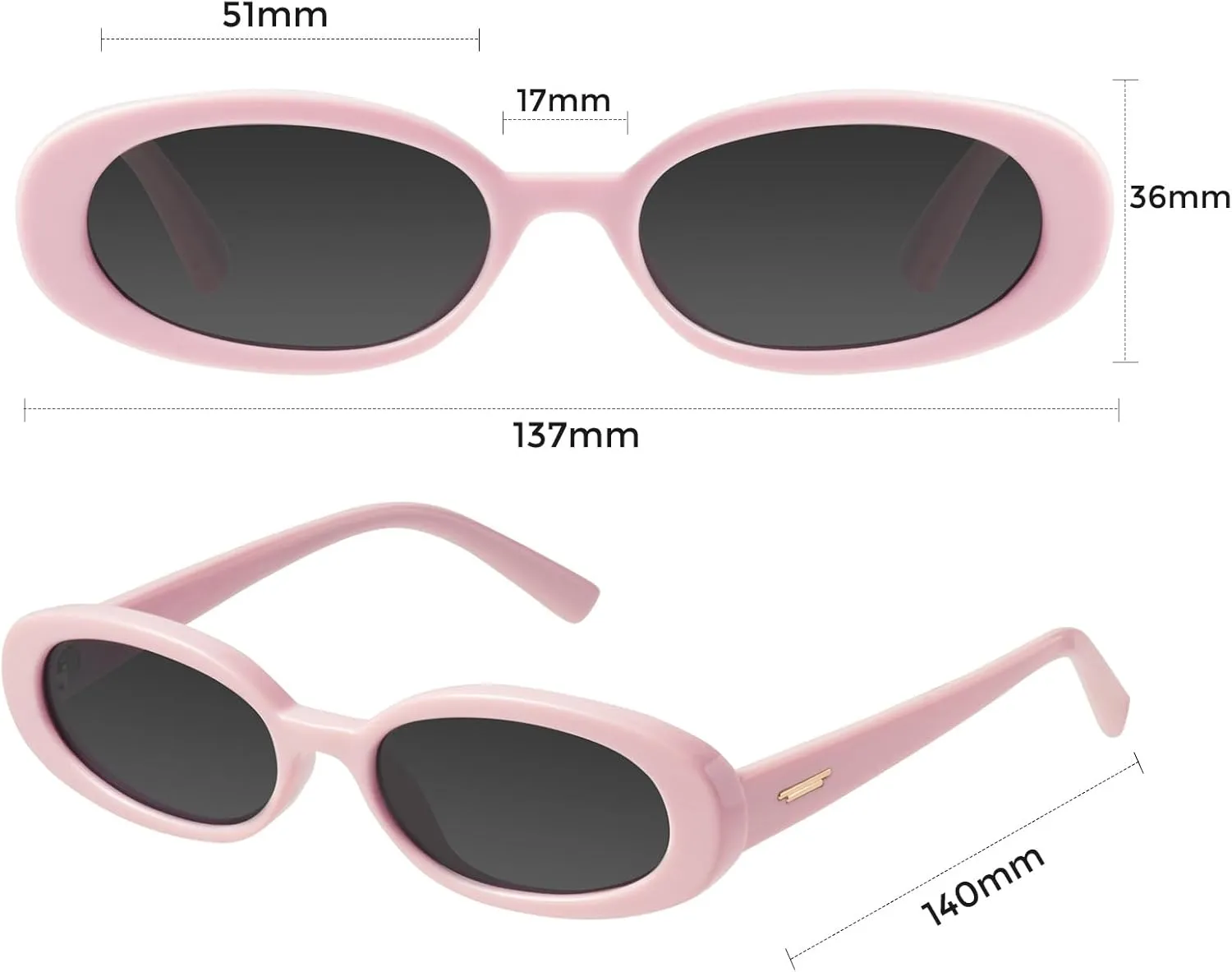 mosanana Retro Tiny Oval Sunglasses for Women with Small Face Narrow Style MS52360