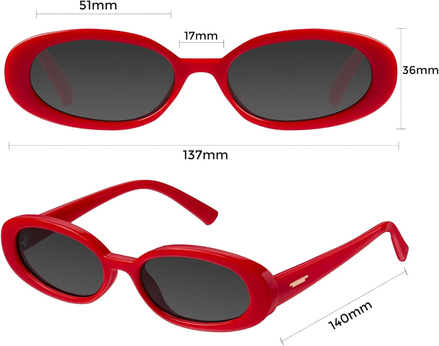 mosanana Retro Tiny Oval Sunglasses for Women with Small Face Narrow Style MS52360