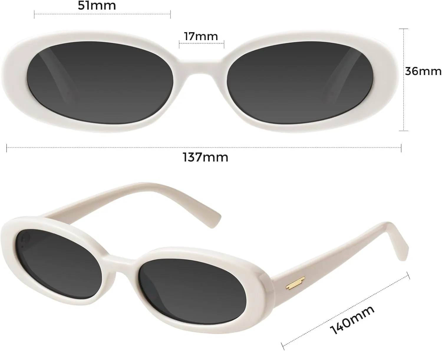 mosanana Retro Tiny Oval Sunglasses for Women with Small Face Narrow Style MS52360