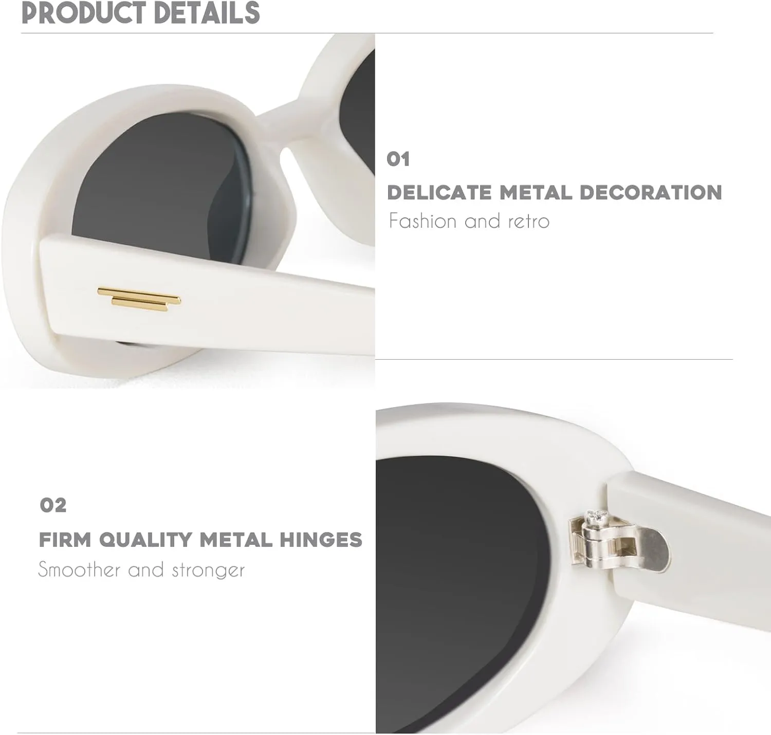 mosanana Retro Tiny Oval Sunglasses for Women with Small Face Narrow Style MS52360