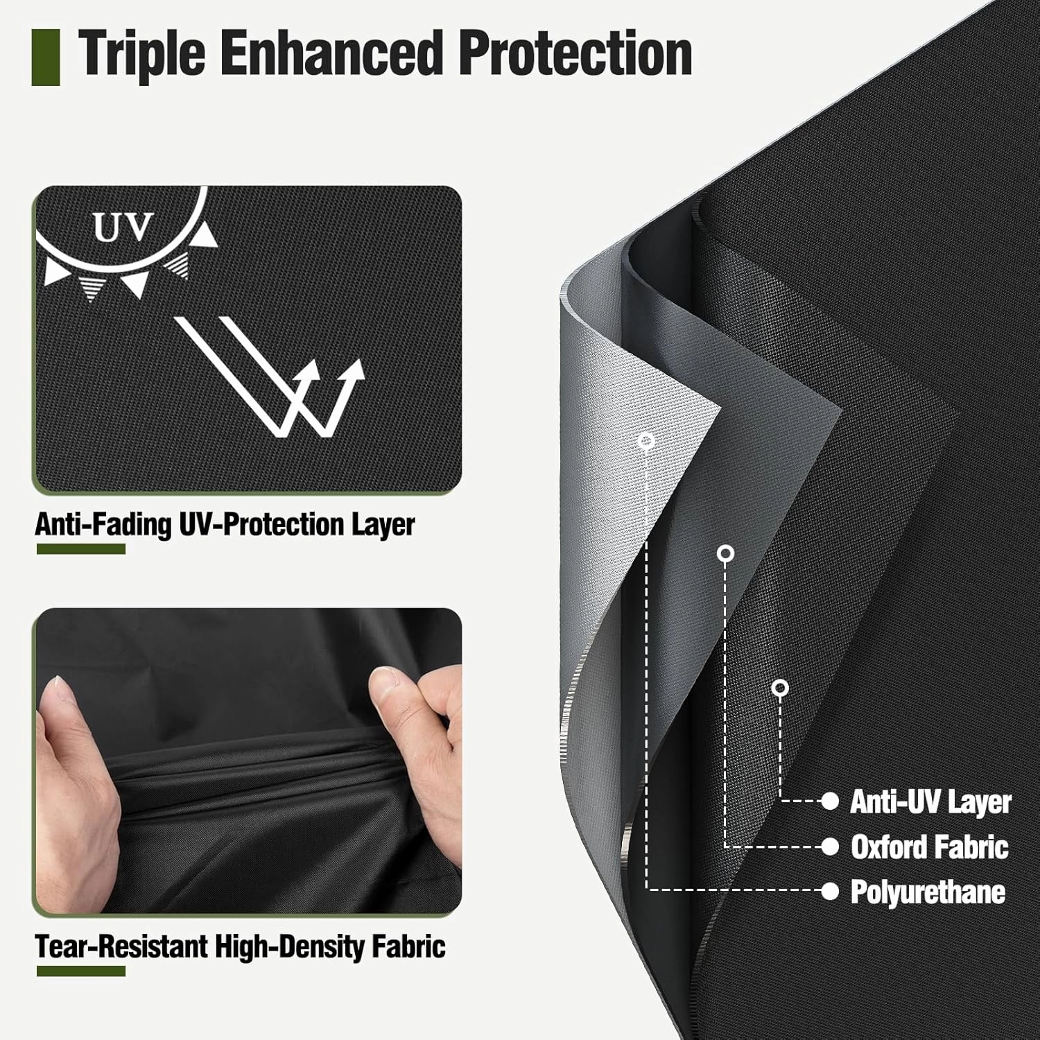 MR.COVER Outdoor Furniture Cover Waterproof, 600D Heavy Duty Rectangular Tear-Resistant Windproof Protective Patio Table protection Size 124L x 63W x 28H inch Color Black