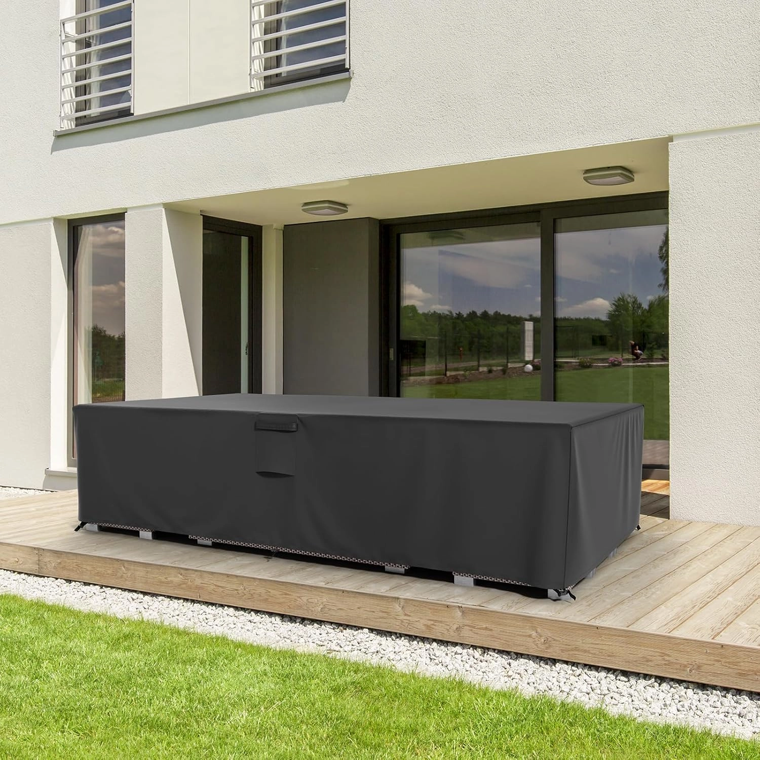 MR.COVER Outdoor Furniture Cover Waterproof, 600D Heavy Duty Rectangular Tear-Resistant Windproof Protective Patio Table protection Size 124L x 63W x 28H inch Color Black