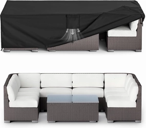 MR.COVER Outdoor Furniture Cover Waterproof, 600D Heavy Duty Rectangular Tear-Resistant Windproof Protective Patio Table protection Size 124L x 63W x 28H inch Color Black