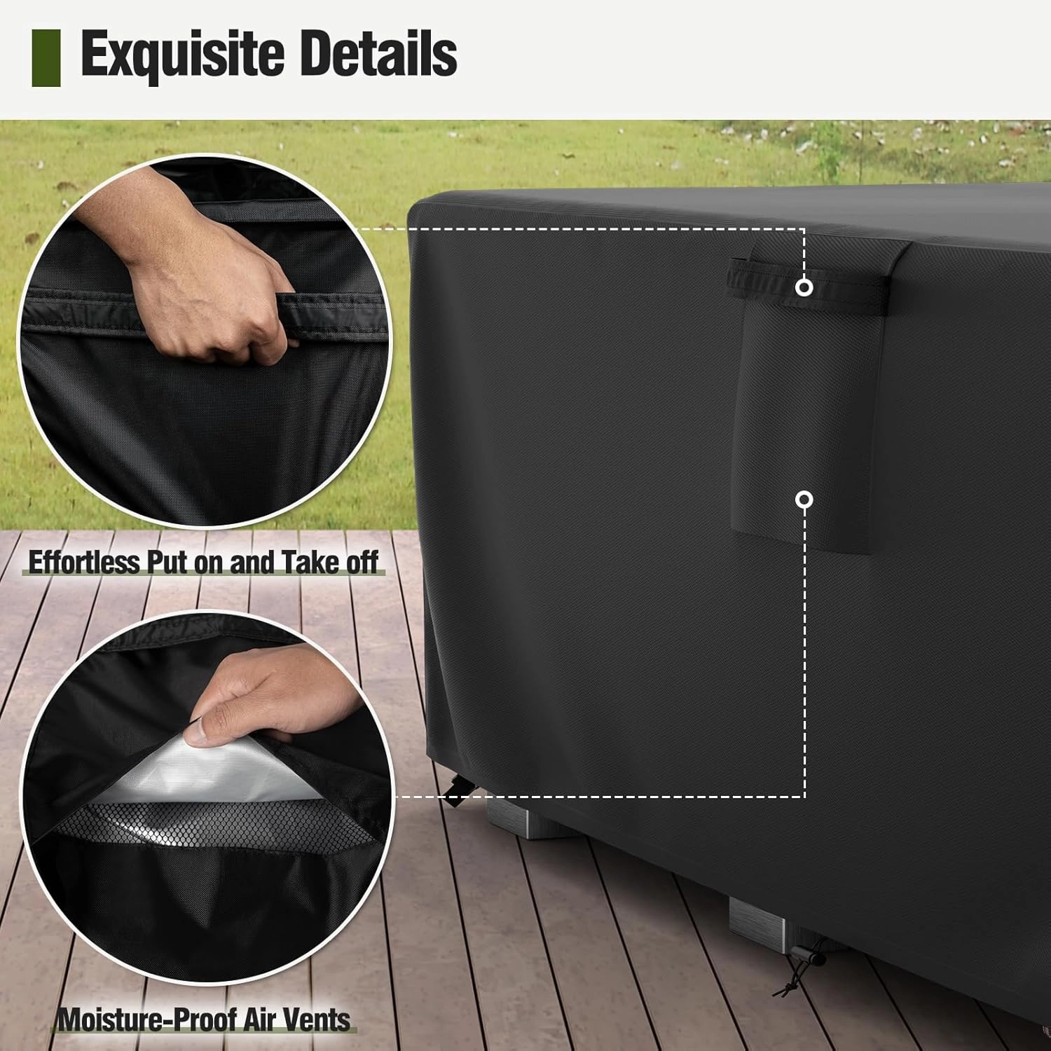 MR.COVER Outdoor Furniture Cover Waterproof, 600D Heavy Duty Rectangular Tear-Resistant Windproof Protective Patio Table protection Size 124L x 63W x 28H inch Color Black