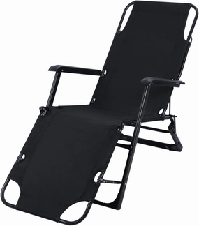 Multi-Position Folding Lounge Chair – 3 2 Adjustable Reclining Positions, Removable Pillow & Breathable Padding – Portable Sleeping Cot for Home, Camping & RV Black