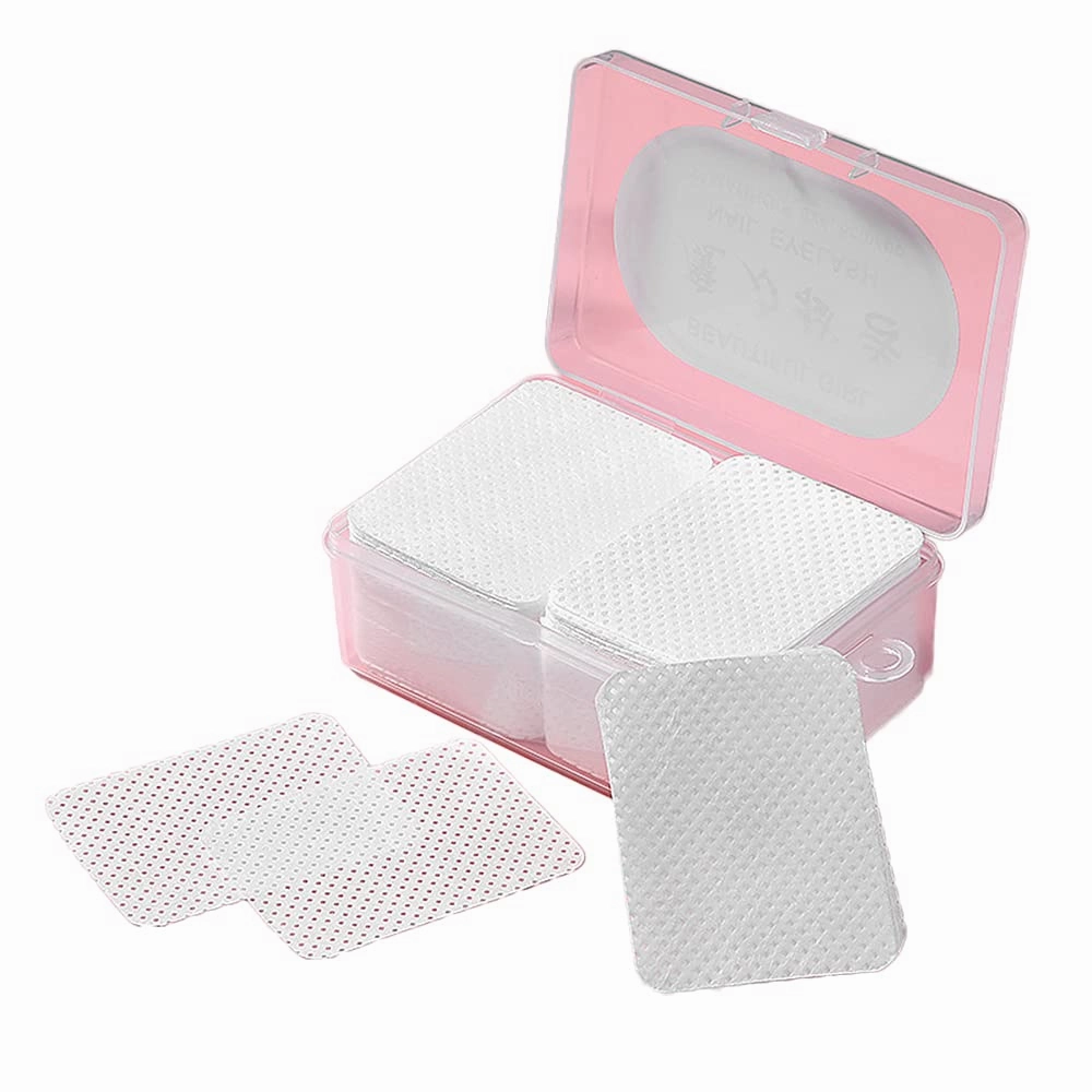 Nail Polish Removers Pads Lint Free Nail Wipes Soft Eyelash Extension Glue Wipes 180 Pcs Packed with Plastic Storage Box Nail Art Tools (white)