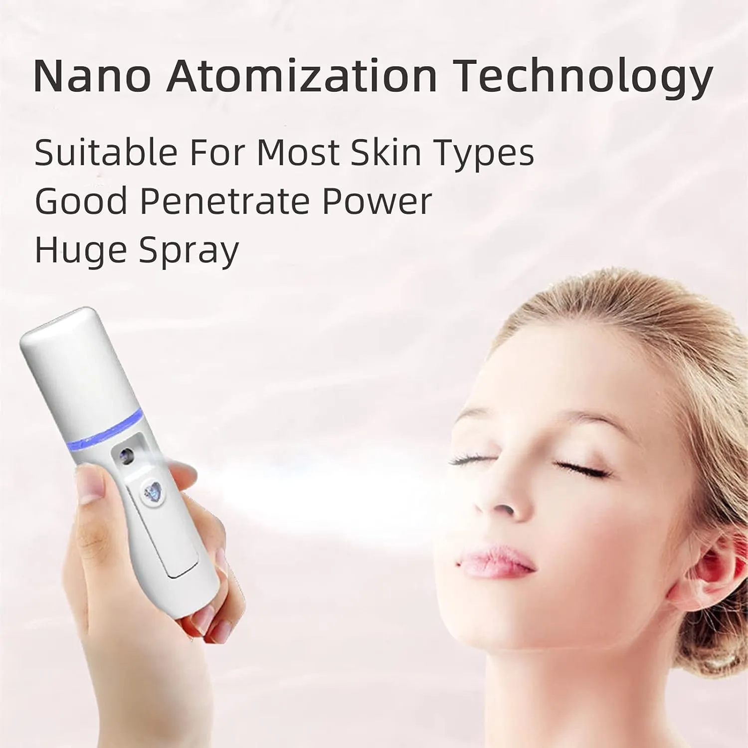Nano Facial Mister Handy Facial Spray Bottle Portable Mist Sprayer USB Rechargeable Large Capacity Moisturizing & Hydrating for Facial Vaporizer Makeup, Eyelash Extensions