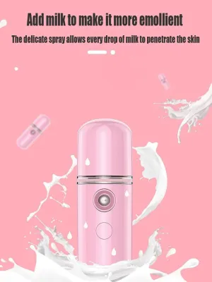 Nano Facial Spray Nano Moisturizing Spray, Nano Steaming Face Spray, Eyelash Extension Clean Pore Moisturizing USB Portable Nano Sprayer(Color:White)