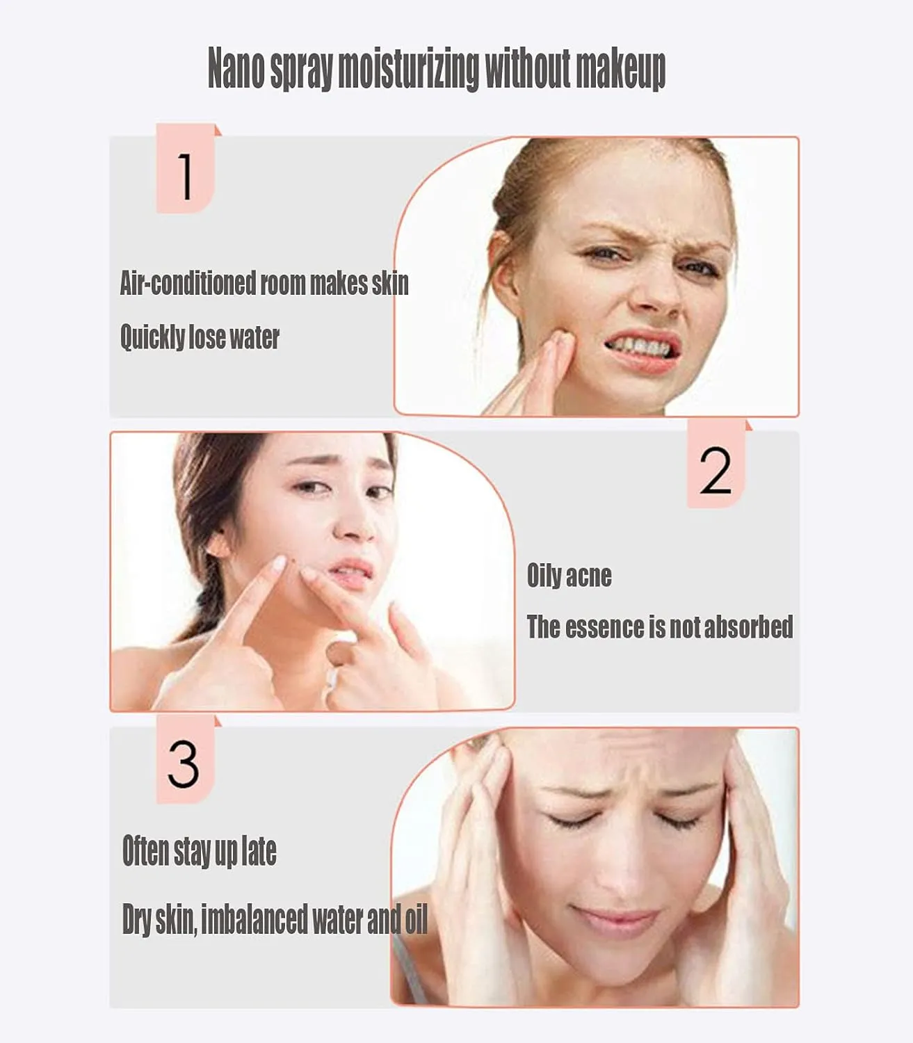 Nano Facial Spray Nano Moisturizing Sprayer Nano Facial Mister Portable Sprayer is Suitable for Eyelash Extension and Moisturizing(Color:Pink)