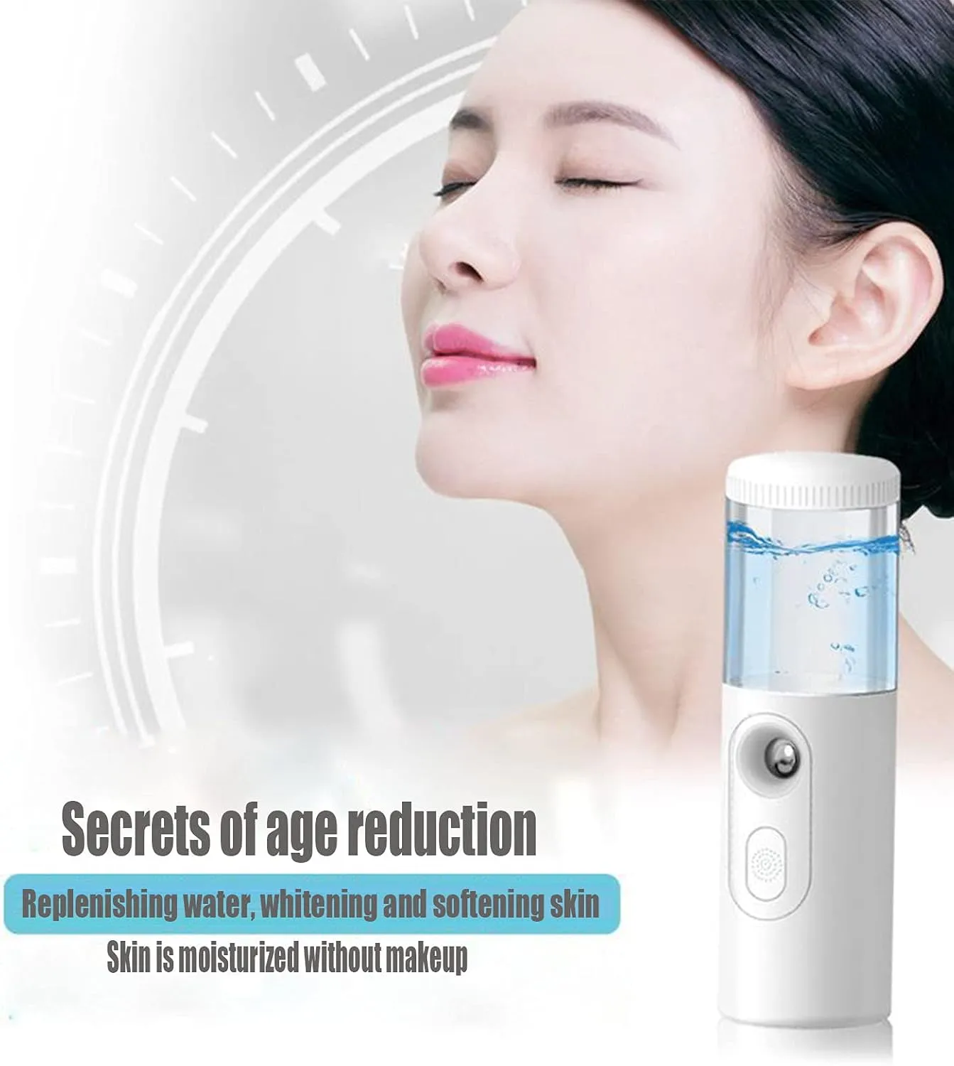 Nano Facial Spray Nano Water Replenishment Apparatus Portable Nano Sprayer is Suitable for Makeup Eyelash Extender Moisturizing(Color:Pink)