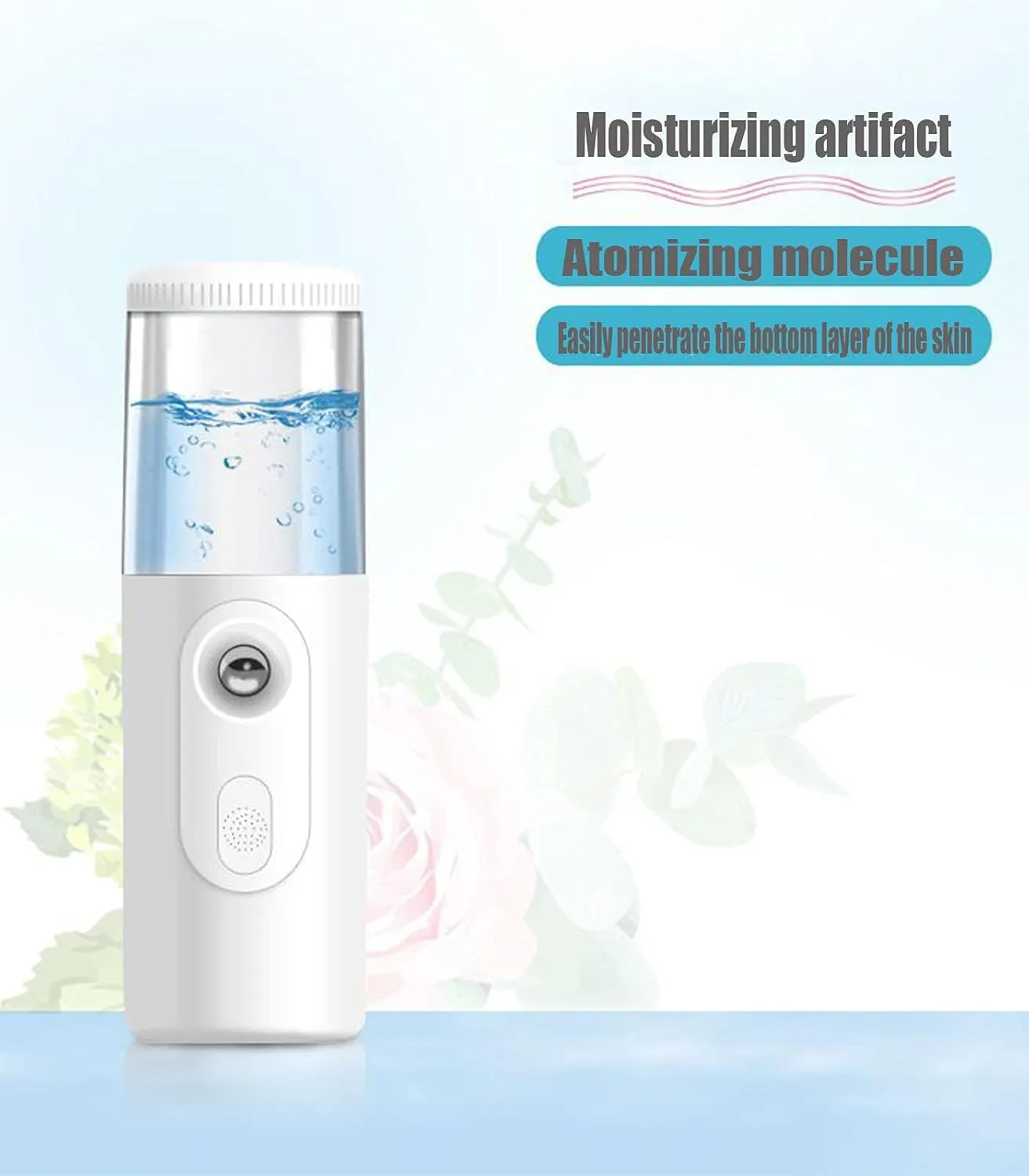Nano Facial Spray Nano Water Replenishment Apparatus Portable Nano Sprayer is Suitable for Makeup Eyelash Extender Moisturizing(Color:Pink)