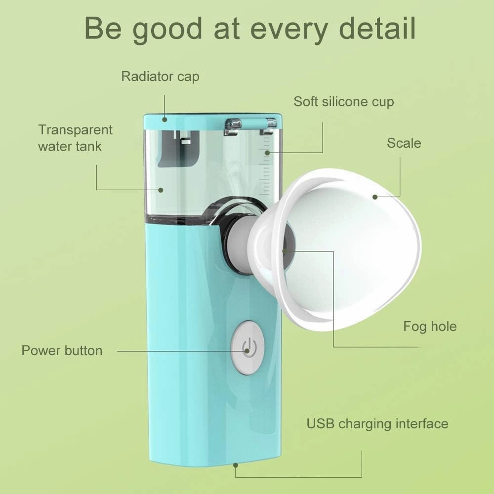 Nano Facial Mister USB Rechargeable, Mini Facial Steamer, Handy Moisturizing Mist Sprayer, Atomization Eyelash Extensions Skin Care Steamer,White