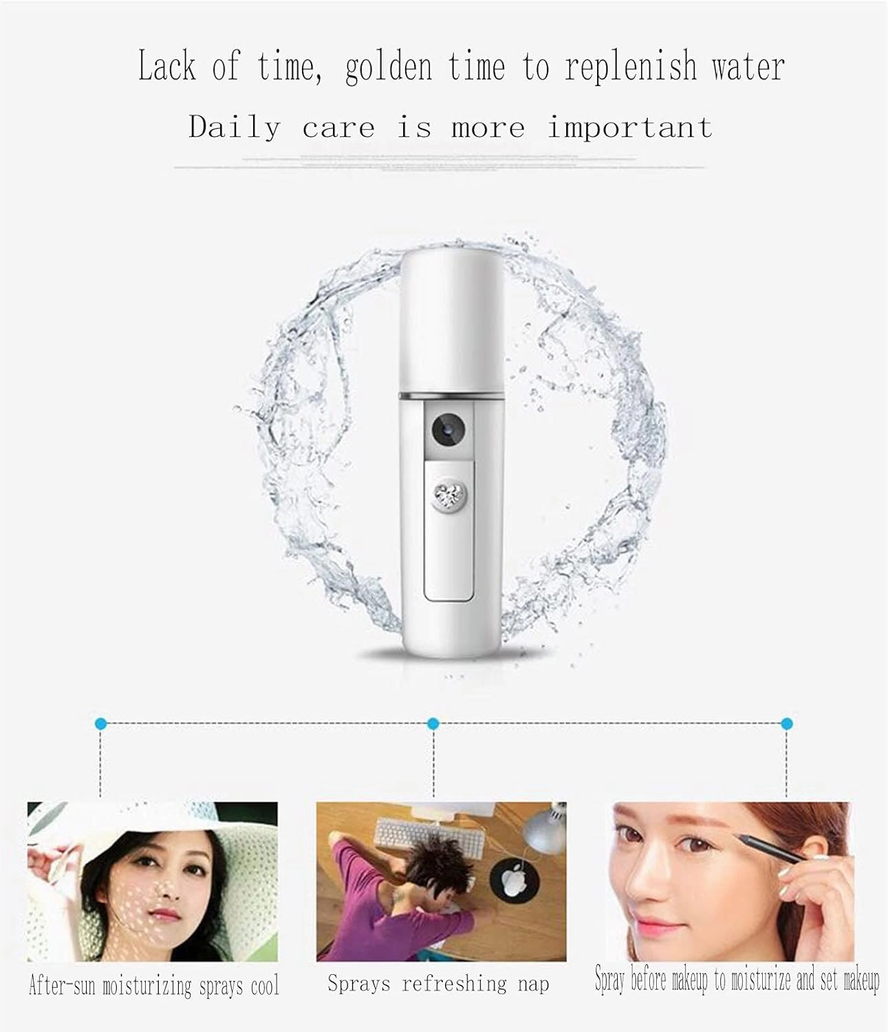 Nano Facial Spray Mini Nano Steamer, Convenient Portable Face Steamer, Modern Design Mini Facial Steamer, Eyelash Extension Liquid, 20ml Super-Capacity Moisturizing for Makeup(Color:Standard)