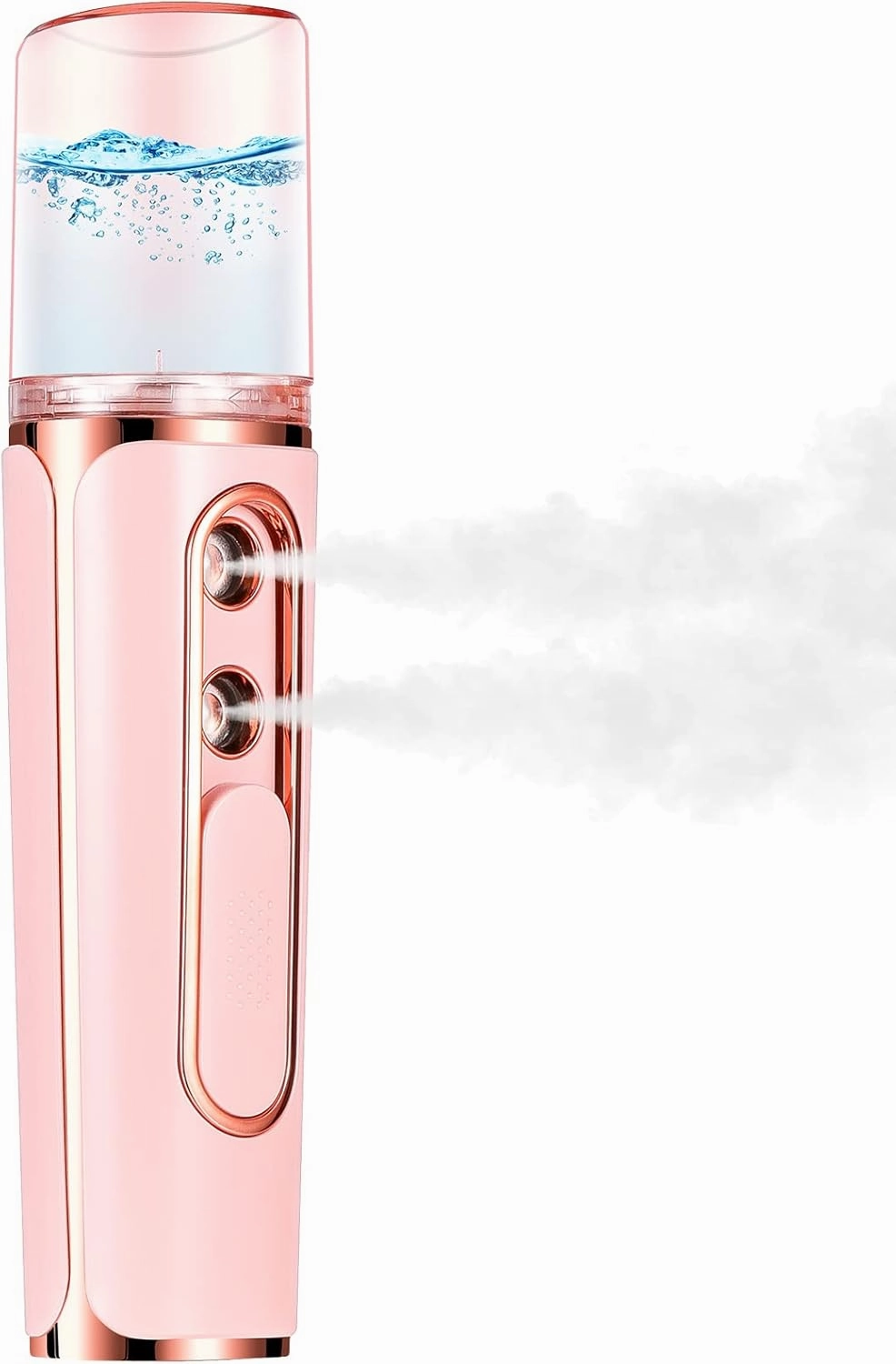 Nano Mister Cool Face Mister with 2 Spray Nozzle, Mini Facial Mister with 30ml Visual Water Tank, USB Handheld Nano Mist Sprayer for Eyelash Extensions, Makeup, Skin Care (Pink)
