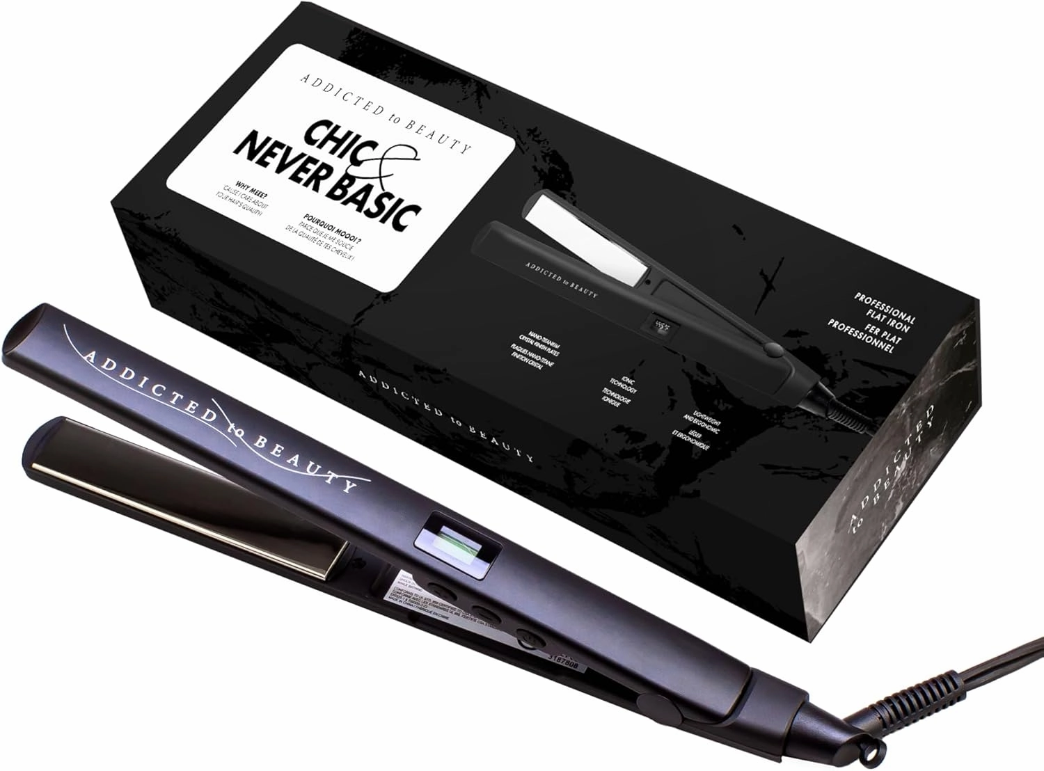 Nano-Titanium Hair Straightener & Curler – Adjustable Temp Flat Iron with Crystal-Finish Plates, 60-Minute Auto Shut-Off | Ideal for All Hair Types, Travel-Friendly Design