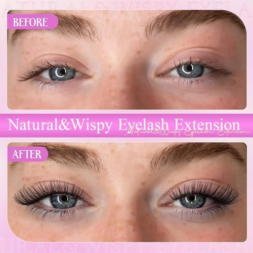 Natural Lash Clusters Kit Wispy Invisible Band Cluster Eyelash Extensions Kit 8-16mm Individual Lashes Extension Kit DIY D Curl Eyelash Clusters with Clear Lash Bond and Seal, Lash Tweezers by Wtvane