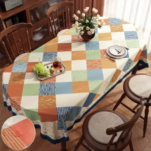 Neelvin Premium Waterproof Oil & Heat-Resistant Vinyl Rectangle Tablecloth Thick Wipeable Spill-Proof Plastic Table Cover for Indoor and Outdoor,55"x70",4-6 Seats