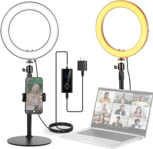 NEEWER 12" 24W High Power Desk Ring Light with Stand/Phone Holder, LED Selfie Video Conference Lighting for iPhone Streaming Makeup Vlog Recording Laptop Computer Webcam Zoom Call Podcast, RH12B