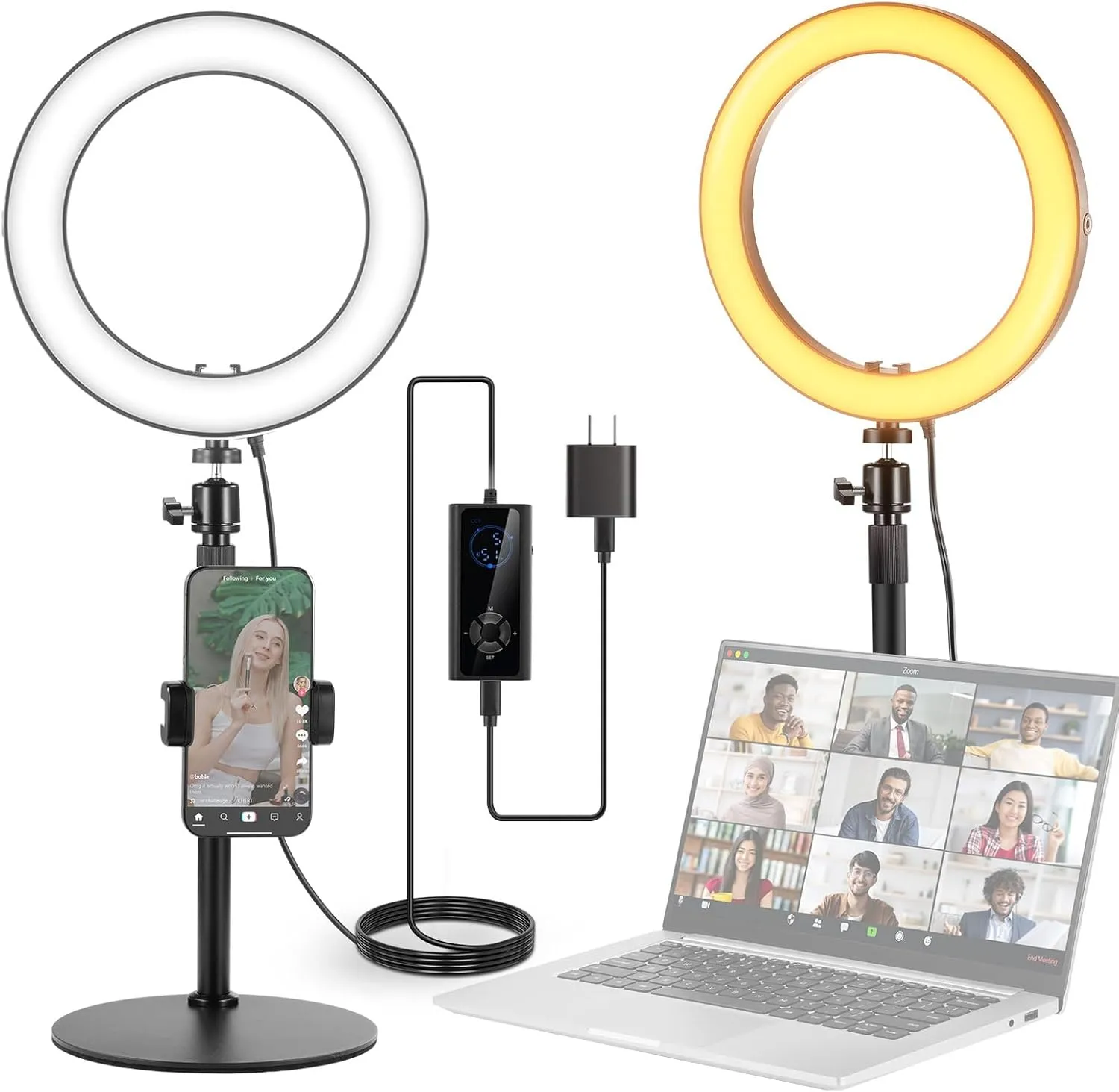 NEEWER 12" 24W High Power Desk Ring Light with Stand/Phone Holder, LED Selfie Video Conference Lighting for iPhone Streaming Makeup Vlog Recording Laptop Computer Webcam Zoom Call Podcast, RH12B
