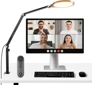 NEEWER Basics 18W 7" Desk Ring Light with Stand, Lighting for Video Conference Streaming Recording Makeup Phone Selfie Computer Laptop Zoom, Full Screen LED Circle Ringlight with Arm & C Clamp, R18