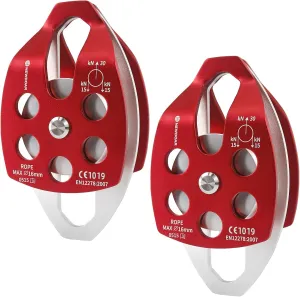NewDoar 30 KN CE Certified Large Rescue Pulley Single/Double Sheave with Swing Plate