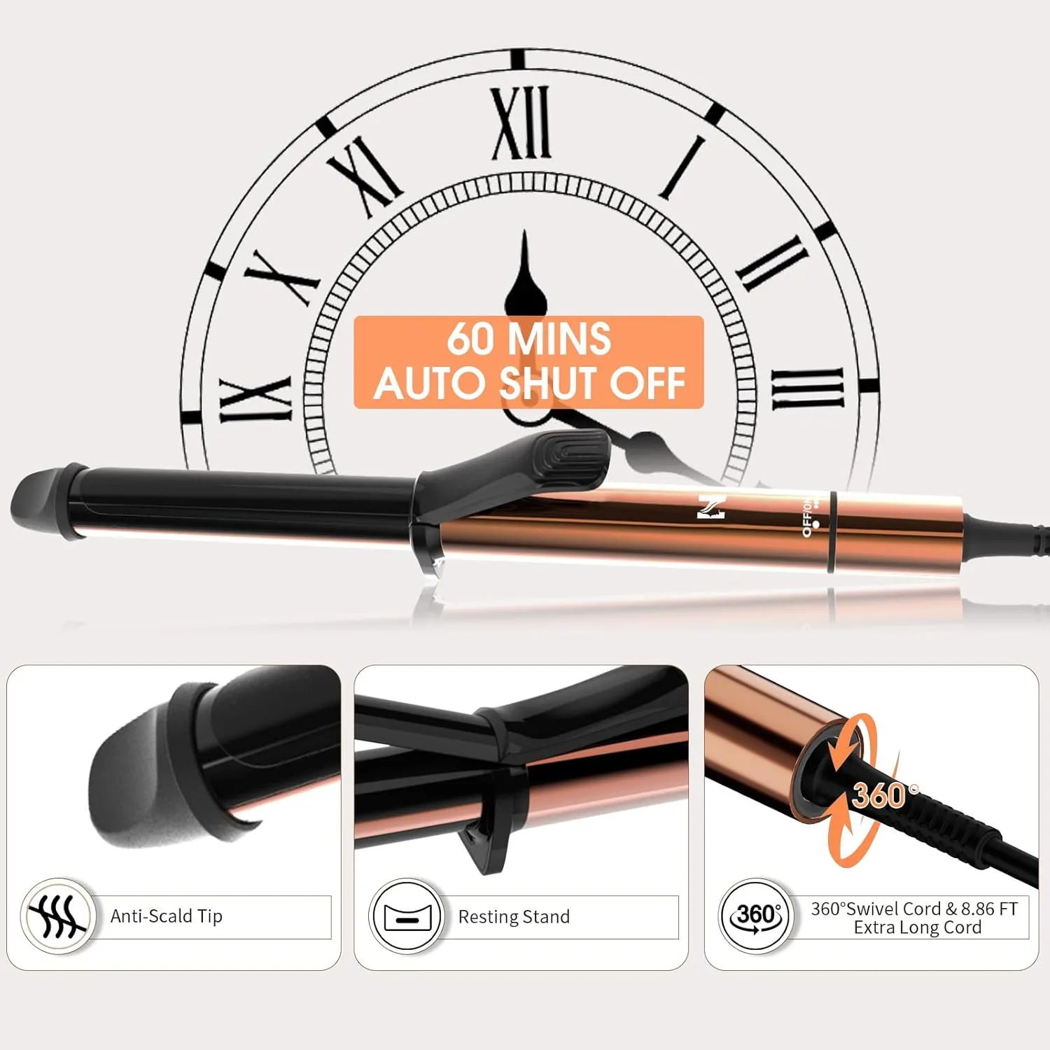 Nicebay Curling Iron, 1 Inch Hair Curler with Ceramic Coating, Professional Curling Wand, Fast Heating up to 430°F, Temperature LED Display, Wide Voltage for Worldwide, 60 Mins Auto Off