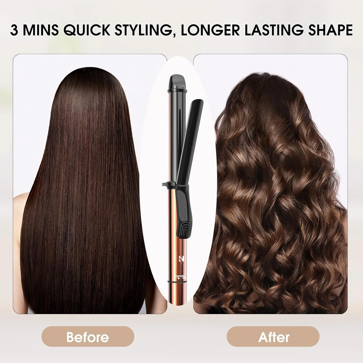 Nicebay Curling Iron, 1 Inch Hair Curler with Ceramic Coating, Professional Curling Wand, Fast Heating up to 430°F, Temperature LED Display, Wide Voltage for Worldwide, 60 Mins Auto Off