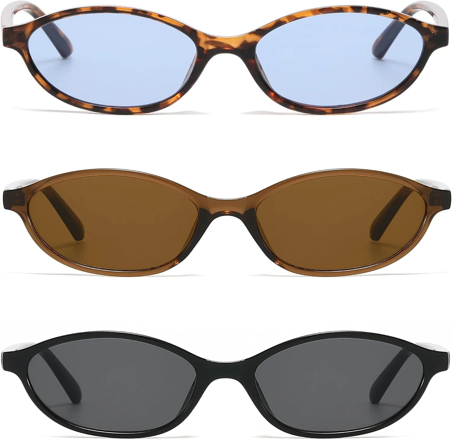 NULOOQ Retro Oval Cat Eye Sunglasses for Women Y2k Trendy Small Narrow Sunnies 90s Designer Sun Glasses