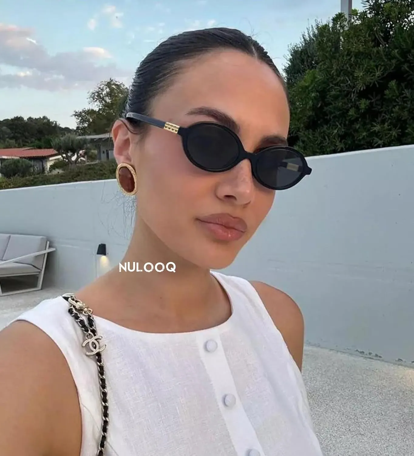 NULOOQ Retro Oval Sunglasses for Women 90s Trendy Vintage Small Round Sunnies Shades