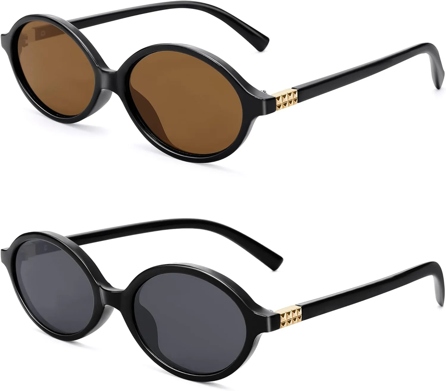 NULOOQ Retro Oval Sunglasses for Women 90s Trendy Vintage Small Round Sunnies Shades