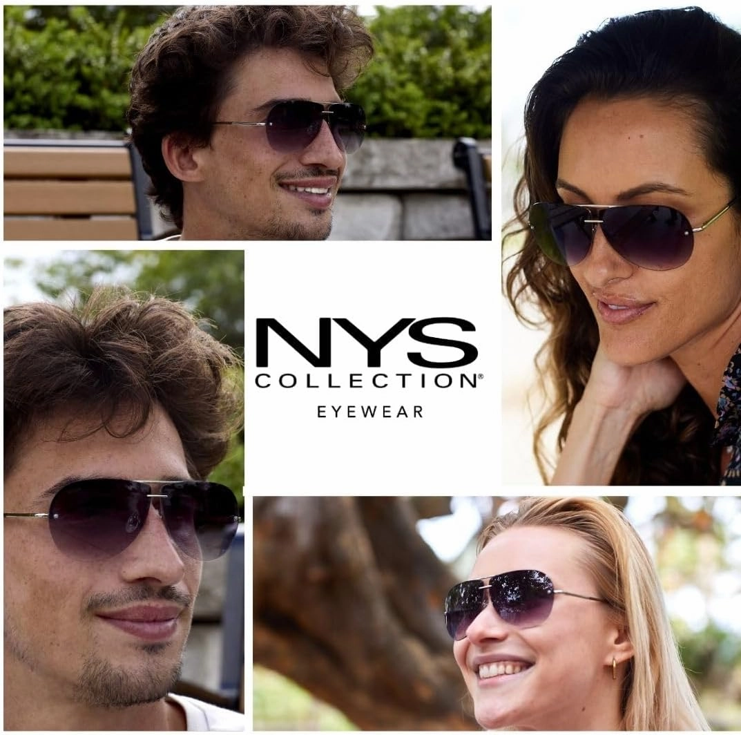 NYS Collection Aviator Sunglasses for Women & Men Medium Fit Thin Metal Frame Gradient Mirror Lenses with 100% UV Protection