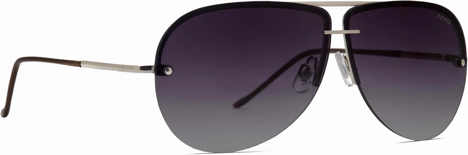NYS Collection Aviator Sunglasses for Women & Men Medium Fit Thin Metal Frame Gradient Mirror Lenses with 100% UV Protection