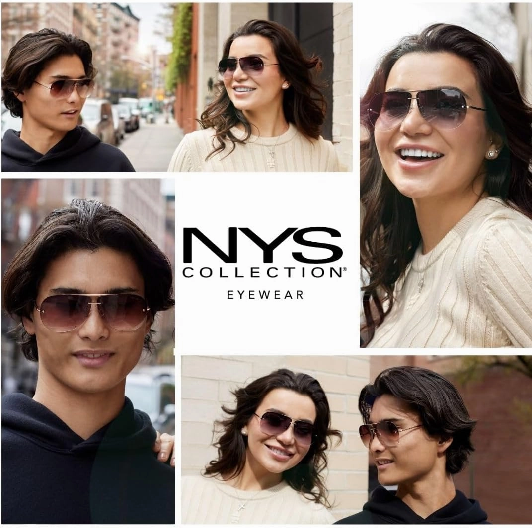 NYS Collection Aviator Sunglasses for Women & Men Medium Fit Thin Metal Frame Gradient Mirror Lenses with 100% UV Protection