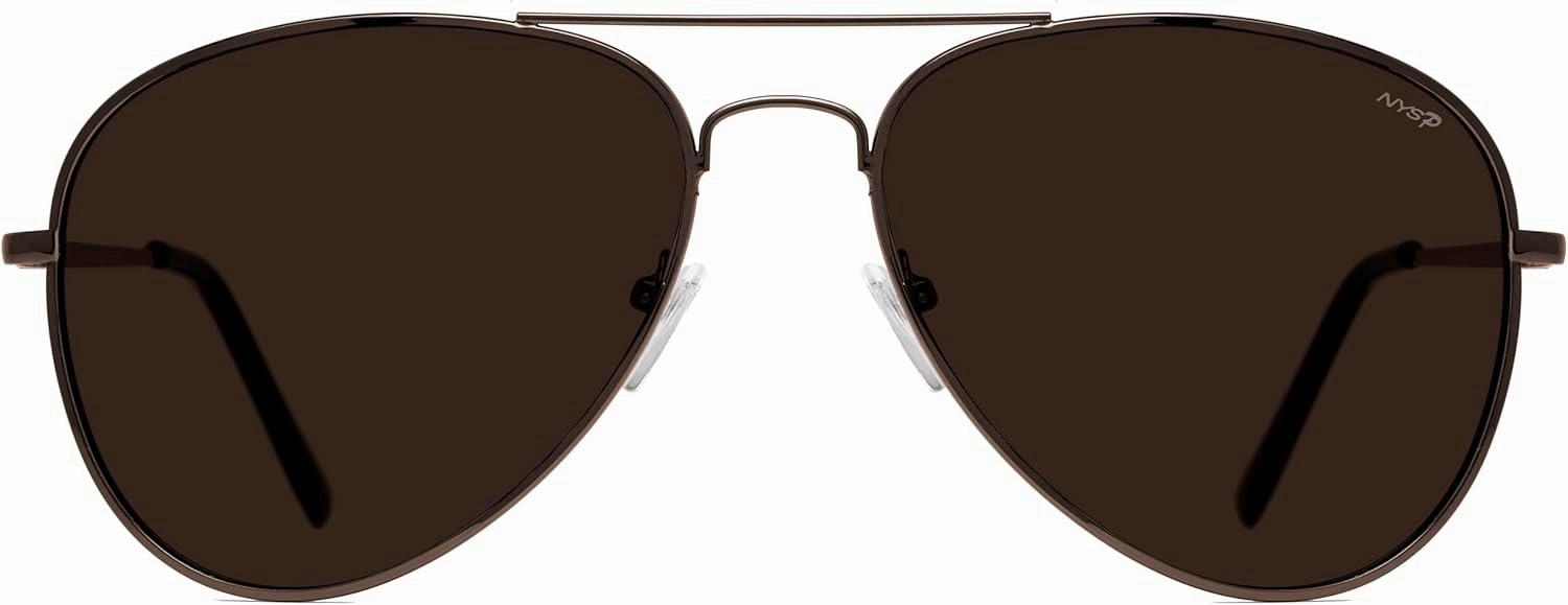 NYS Collection Premium Polarized Classic Aviator Sunglasses, Lightweight Frame, 63mm Lenses, UV400 for Men & Women