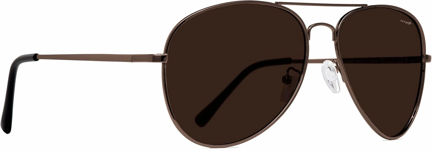 NYS Collection Premium Polarized Classic Aviator Sunglasses, Lightweight Frame, 63mm Lenses, UV400 for Men & Women
