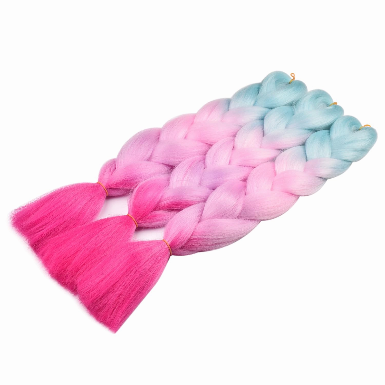 Ombre Braiding Hair 4Tone Color Gradient Pink Hair Extensions for Braiding, Kids Braids | Soft Hot Water Seal Braiding Hair with Yaki Texture for Long-Lasting Style (Green Pink Purple Red)