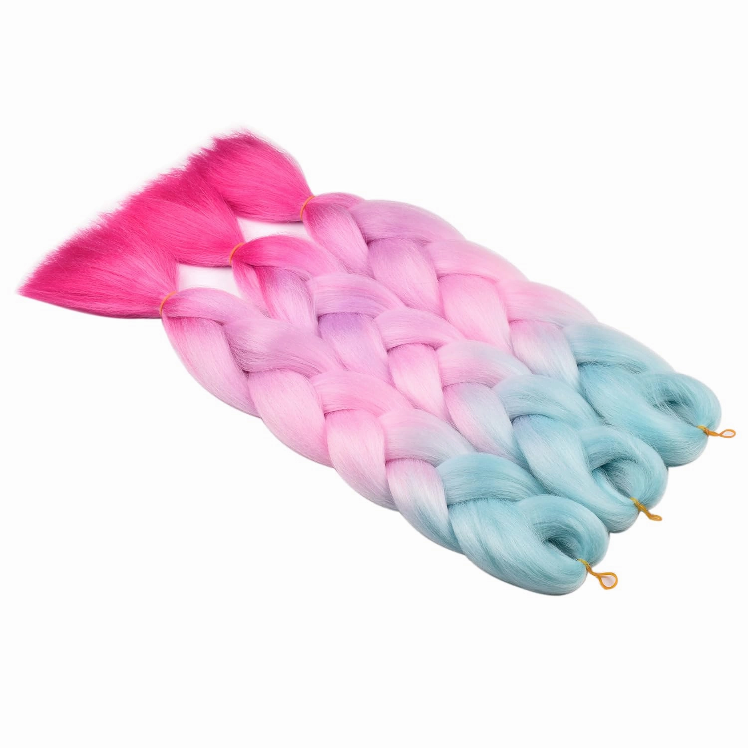 Ombre Braiding Hair 4Tone Color Gradient Pink Hair Extensions for Braiding, Kids Braids | Soft Hot Water Seal Braiding Hair with Yaki Texture for Long-Lasting Style (Green Pink Purple Red)