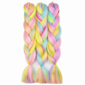 Ombre Braiding Hair with Rainbow Color 7 Colors Mixed, Hot Waster Seal and Soft Texture, Rainbow Hair Extensions for Braiding, Colored Braids Hair Extensions (Rainbow Color)