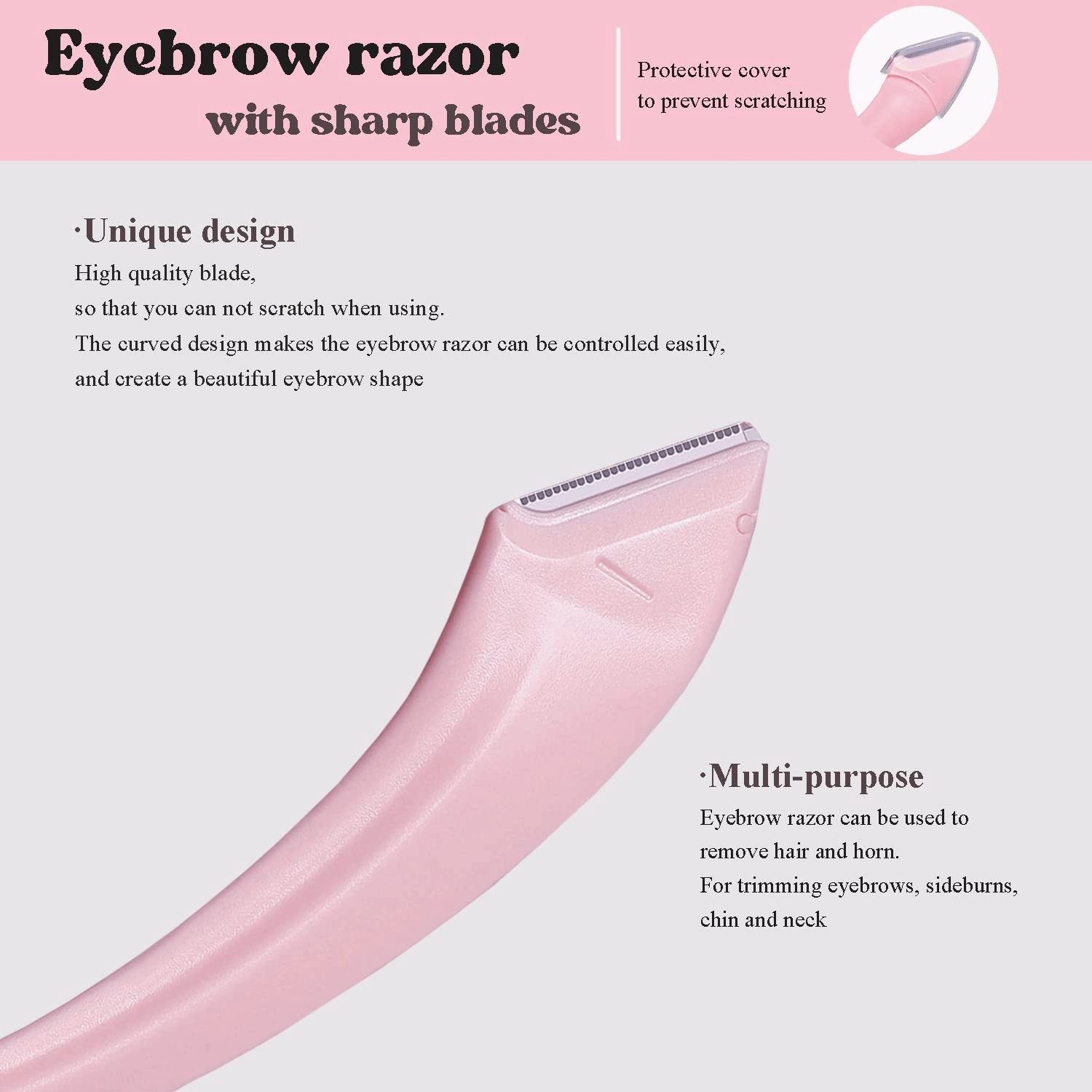 ONEUPIN 7-Piece Professional Eyebrow Grooming Kit with Razor, Tweezer, Eyelash Curler, False Eyelash Tool, Scissors, Comb - Women's Kit (Pink)