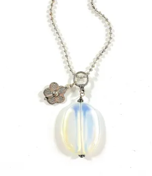 Opalite Oval Focal Pendant on Silver Ball Chain