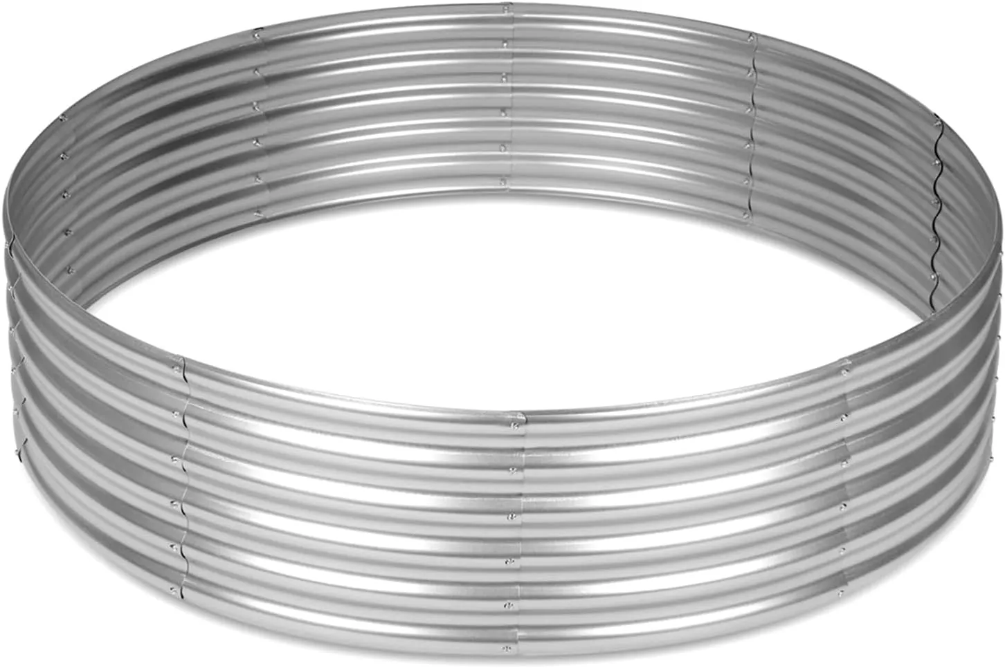 OUSHENG 4x4x1ft Round Galvanized Raised Garden Beds Outdoor, Steel Fire Pit Ring Flower Planter Large Metal Above Ground Boxes Kit for Gardening Vegetables Outside