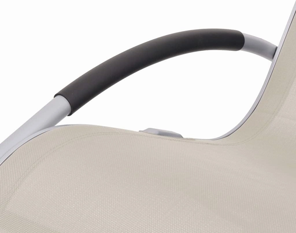 Outdoor Rocking Chair Cream Textilene Fabric with Pillow，Durable Aluminum Patio Furniture for Garden, Poolside and Backyard Lounging (24.4"x48"x32.3")