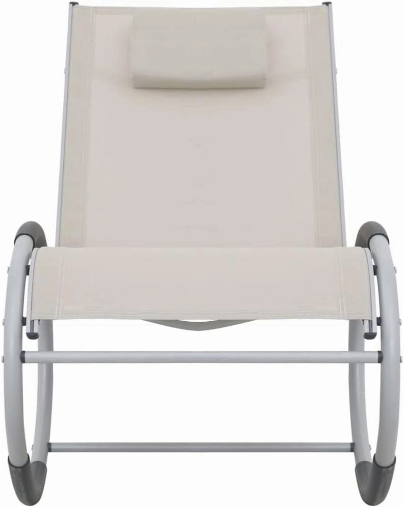 Outdoor Rocking Chair Cream Textilene Fabric with Pillow，Durable Aluminum Patio Furniture for Garden, Poolside and Backyard Lounging (24.4"x48"x32.3")