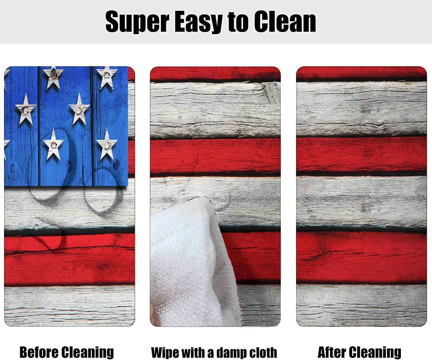 Oval American Flag Tablecloth, American Flag on Wooden Independence Day Fitted Elastic Edge Cover, for Indoor Dining, Outdoor Picnic Parties, Camping Use, Fits to 48x68 in Table