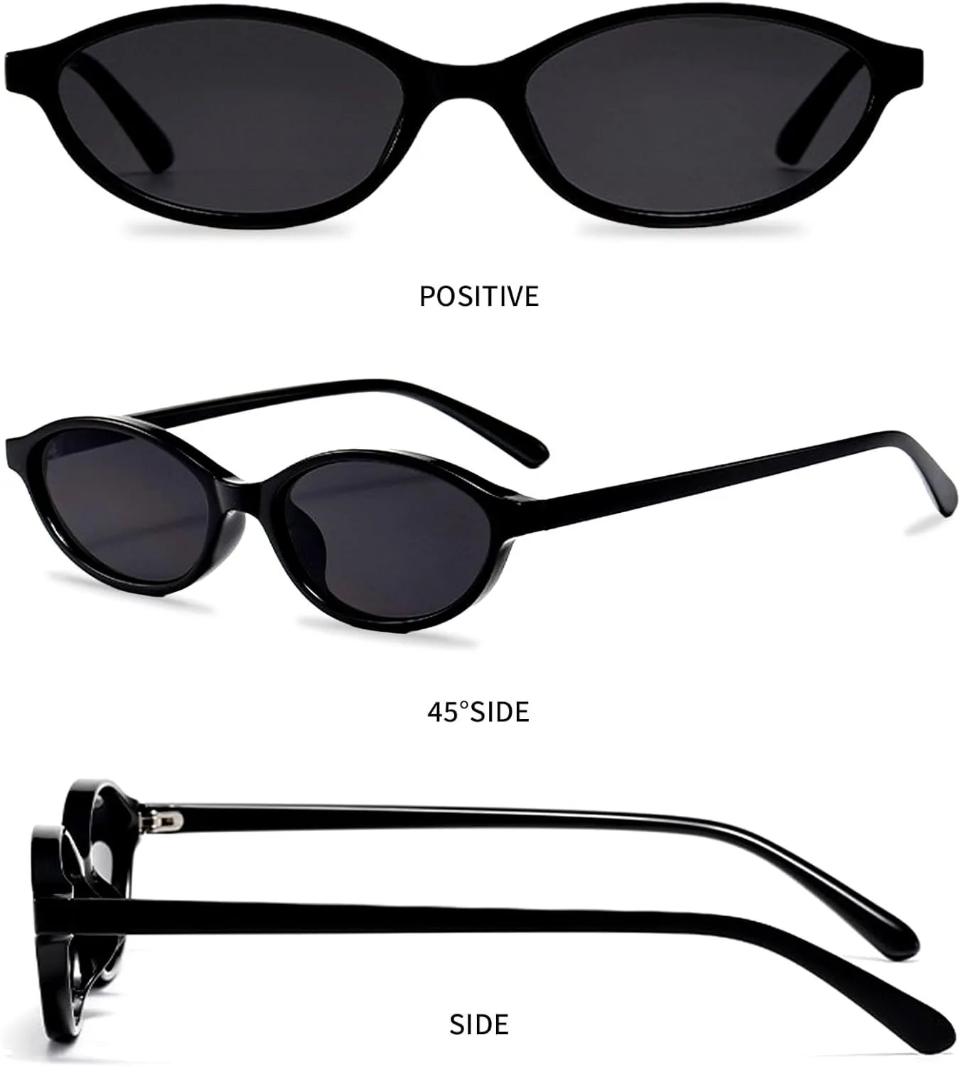 Oval Cat Eye Sunglasses for Women 90s Retro Narrow Small Shades